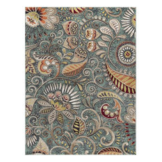 Giselle Transitional Floral Seafoam Rectangle Area Rug, 5' x 7'