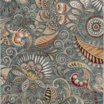 Tayse Rugs - Giselle Transitional Floral Area Rug, Seafoam, 5'3'' X 7'3'' - The whimsical pattern of the Giselle Transitional Floral Paisley Rug is sure to elicit compliments. With a background dyed in goldleaf, mocha, wine red, citron, lush brown, and creamy ivory, this is a playful rug sure to add charm to any home. This rug comes in various sizes and also in round to create a unified look throughout the home. Outfit your home with quality pieces like this that highlight your distinct decorating style.