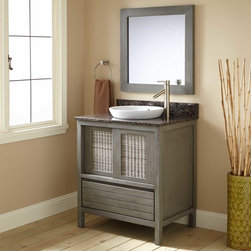 30" HOLLOWAY TEAK VANITY FOR SEMI-RECESSED SINK - GRAY - Bathroom Vanities And Sink Consoles