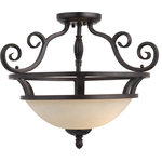 Maxim Lighting International - Manor 2-Light Semi-Flush Mount, Oil Rubbed Bronze - Shed some light on your next family gathering with the Manor Semi-Flush Mount. This 2-light semi-flush mount fixture is beautifully finished in with glass shades and will match almost any existing decor. Hang the Manor Semi-Flush Mount over your dining table for a classic look, or in your entryway to welcome guests to your home.