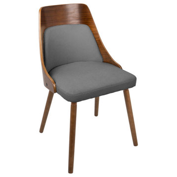 LumiSource Anabelle Dining Chair, Gray Fabric/Walnut Wood