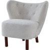 Benzara BM273226 Modern Tufted Wingback Accent Chair, Teddy Sherpa Fabric, White