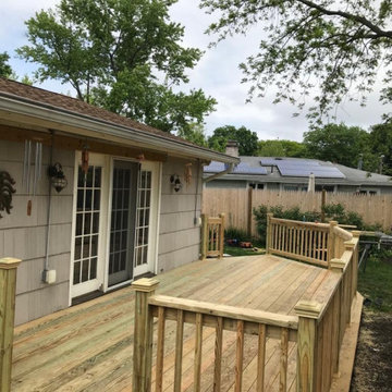 Pressure treated wooden deck