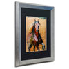 Joarez 'Golden Horse' Framed Art, Silver Frame, 16"x20", Black Matte
