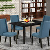 5Pc Wood Dining Set, Chairs, Upholstered Seat, Butterfly Leaf Table, Black