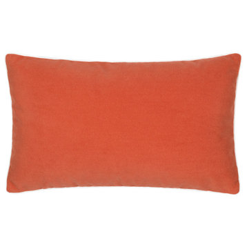 Lush Velvet Papaya/Tiffany, Corded Indoor/Outdoor Performance Pillow, 12" x 20"