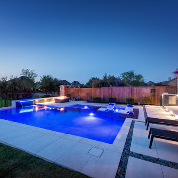 The Colony, TX - Modern Linear Pool and Fire Pit