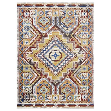 Florita Distressed Southwestern Aztec 5'x8' Area Rug, Multicolored