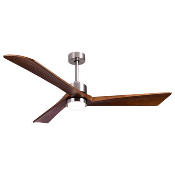 60" European Styled Ceiling Fan With Lamp, Solid Wood Blades, Black, With Lamp