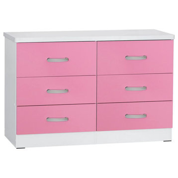 Better Home Products Dd & Pam 6 Drawer Engineered Wood Dresser In White And...