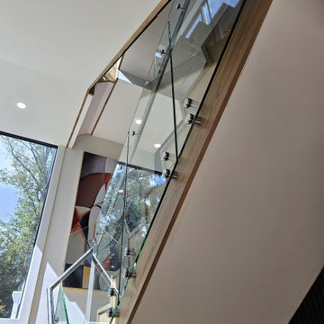 Project #129 | Modern White Oak Staircase with Slanted Risers