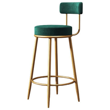 Luxury Golden Counter Stool, Turquoise, H29.5"