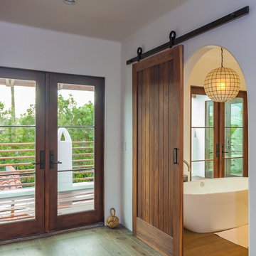 Sliding Barn Door to Bath, Freestanding Tub