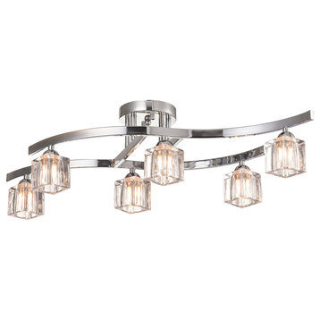Ruby 6-Light Chrome Flush Mount With Clear Shades