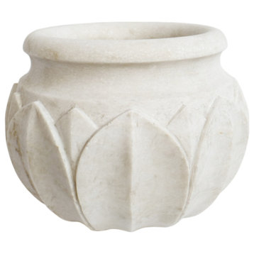 White Marble Lotus Pot 2