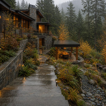 Four-Season Woodland Garden Concept for a Contemporary Hillside Home