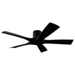 Modern Forms - Aviator 5-Blade Smart Flush Mount Ceiling Fan 54" Matte Black - Inspired by the golden age of flying, this smart fan takes technology to the next level. Pair it with the exclusive Modern Forms app to save on energy costs and intuitively create schedules that adapt to your behavior. Two simulated wood finishes contrast with the matte black or graphite housings for an understated look in interior or exterior spaces. Available with an optional LED luminaire encased in opal glass.