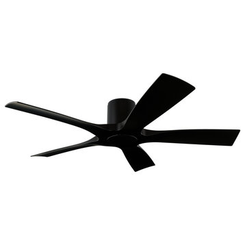 Aviator 5-Blade Smart Flush Mount Ceiling Fan 54" Matte Black