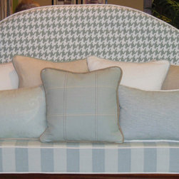 Seaglass & houndstooth bed - Upholstery Fabric