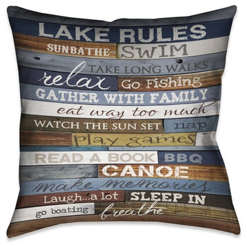 Laural Home Lake Rules Outdoor Decorative Pillow, 20"x20"