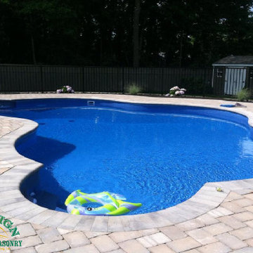 Tumblestone Herringbone Pattern Pool Patio