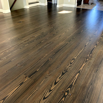 GREAT RIVER: WIDE PLANK HEART PINE REFINISHED W/ CUSTOM STAIN & BONA TRAFFIC HD