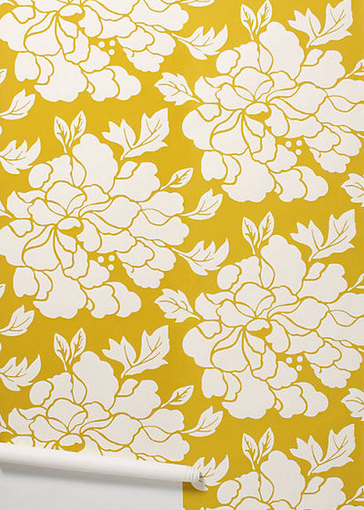 Contemporary Wallpaper Paeonia Wallpaper, Gold