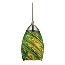 Elk Lighting - Mini Vortex 1-Light Pendant, Satin Nickel - Pendant Lighting
