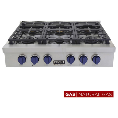 Kucht Professional 36" Range Top With Sealed Burners, Royal Blue, Ng