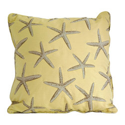 Yellow starfish throw pillow decorative cushion cover 20" - Decorative Pillows