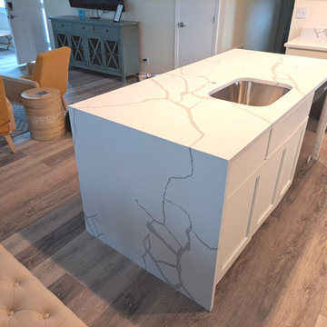 Calacatta Bold Quartz Waterfall Island