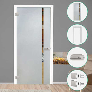Interior Glass Door/Office Semi Frosted Design (Complete Kit), 38"x80" Inches, R
