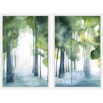 "Through the Haze" Framed Painting Diptych, 48"x36"
