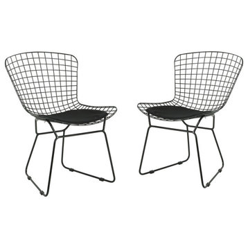GDF Studio Fonda Outdoor Iron Chairs, Set of 2, Black/Black