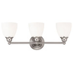 Livex Lighting - Somerville Bath Light, Brushed Nickel - Not quite contemporary not fully traditional. Intriguing concepts of basic shapes complement a brushed nickel finish and hand blown satin opal white glass. May be installed with glass up or down.