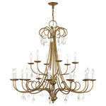 Livex Lighting - Daphne 18-Light Antique Gold Leaf Extra Large Chandelier, Clear Crystals - Teardrop crystals add beauty and sophistication to the traditional styling of the Daphne collection. The subtle sparkle delivers bling in an understated way, nicely complementing whatever room d�cor you may have.