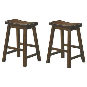 Lexicon Saddleback 24" Solid Wood Counter Stool in Cherry (Set of 2)