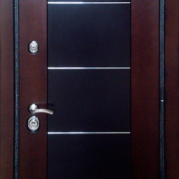 Stainless Steel and Oak Modern Front Entry Door - Front Doors