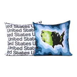United States map pillow, blue - Decorative Pillows