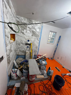 Hairline crack on new marble floor