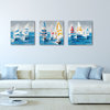 "Colorful Sailboats II" Hand Painted Canvas Art, 20"x20"x1.5", 3-Piece Set
