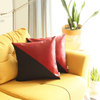 Set of 2 Red Faux Leather Lumbar Pillow Covers