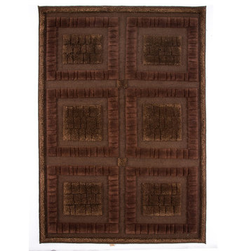 Hand Knotted Chocolate New Zealand Wool Area Rug, 9'0"x12'0"