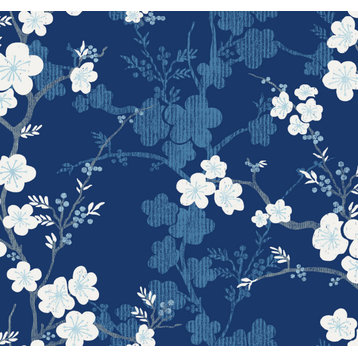 Nicolette Navy Floral Trail Wallpaper Bolt