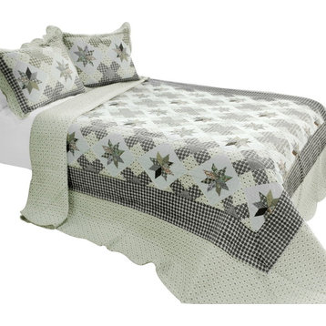 Starry Sky 3PC Cotton Vermicelli-Quilted Printed Quilt Set (Full/Queen Size)