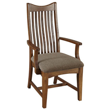 A-America Laurelhurst Mission Slatback Dining Arm Chair in Cognac Oak (Set of 2)