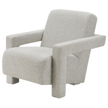 Modrest Wylie Modern Light Grey-Beige Fabric Accent Chair