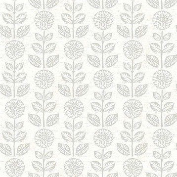 3119-13514 Dolly Grey Floral Scandinavian Prepasted Non Woven Blend Wallpaper