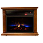 Comfort Glow - Comfort Glow QF4570R Mobile Quartz Electric Fireplace - Instant warmth & charm is what this Comfort Glow Mobile Electric Fireplace provides. This fireplace's ambient tri-color flame and vintage oak cabinet will fit into any room's decor. Built-in casters allow for easy mobility. The included full function remote allows convenient control of the built-in thermostat and 2 power selections. This unit plugs into any polarized 120 volt outlet for instant heat.