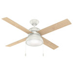 Hunter Fan Company - Hunter Fan Company 52" Loki Ceiling Fan With Light Kit, Fresh White - Let the Loki ceiling fan be the finishing touch to your large bedrooms, living rooms, nurseries, and home offices. This indoor ceiling fan is available in three finishes, including Hunter's premium Polished Nickel finish. The included pull chains make controlling the integrated LED light and three fan speeds easy. Featuring the WhisperWind motor, you'll get the cooling power you need with whisper-quiet performance you expect.